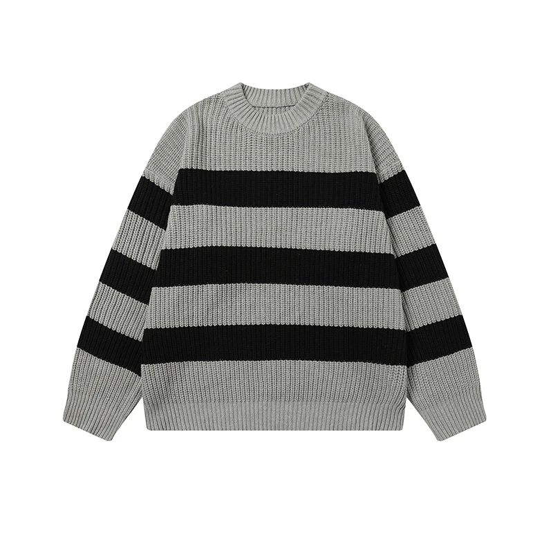 Мужской/женский трикотажный свитер в полоску стиле Харадзюку
