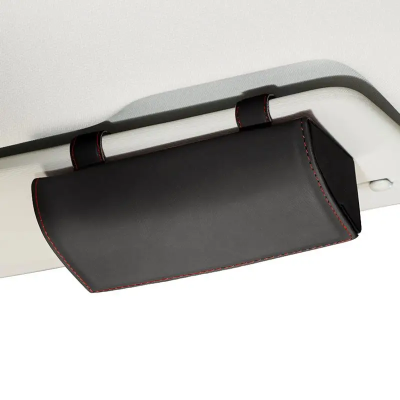 

Sunglass Holder For Car Magnetic Leather Glasses Case For Car Sun Visor Clip On Design PU Leather Sunglasses Organizer Visor