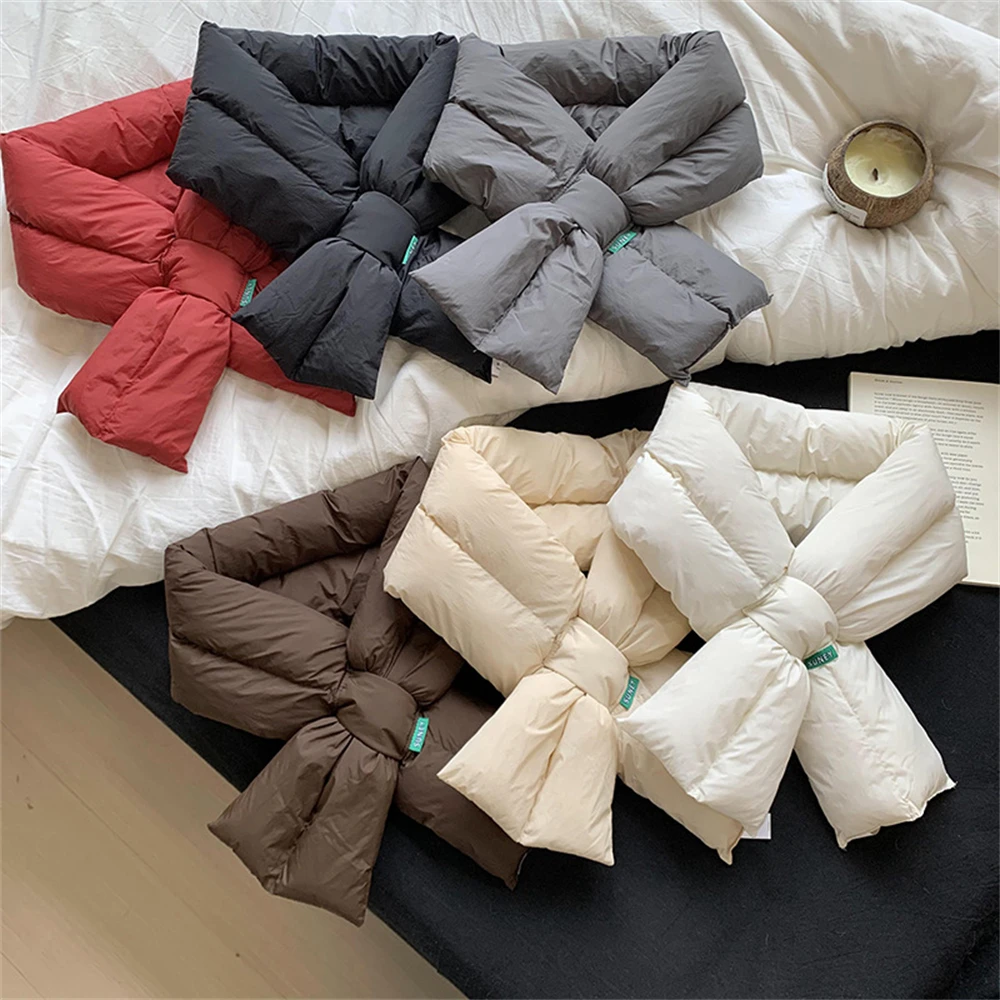 Зимний теплый пуховый хлопковый шарф с крестом простые уличные ветрозащитные