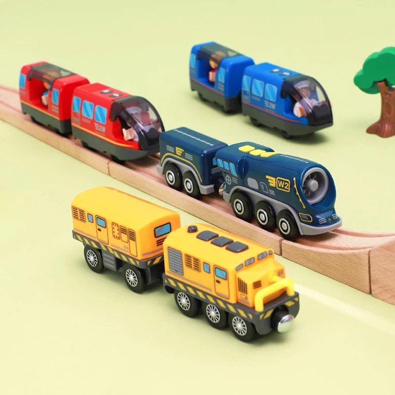 

Battery Operated Locomotive Play Train toys Fit for Wooden Railway Tracks Powerful Engine Electric Train for Boys Girls Gift