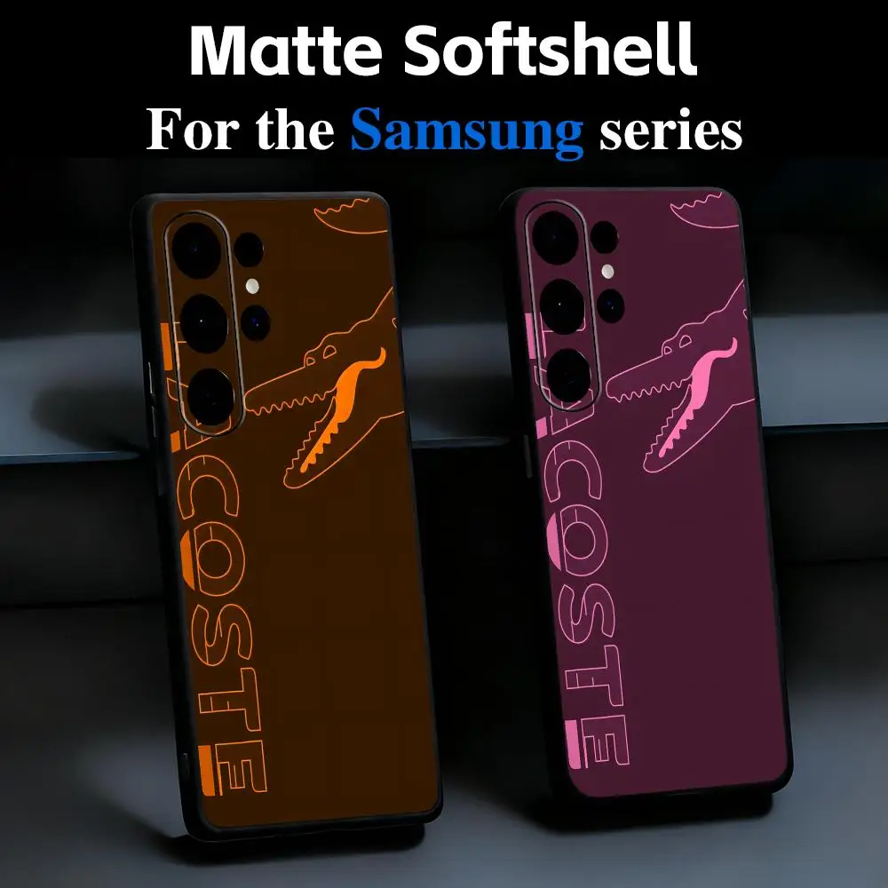 Фото Чехол для телефона от люксового бренда L-LA-COSTE для Samsung Galaxy S26 S25 S24 S23 S22 S21 S20 Plus Ultra Note20, мягкий, черный. №5