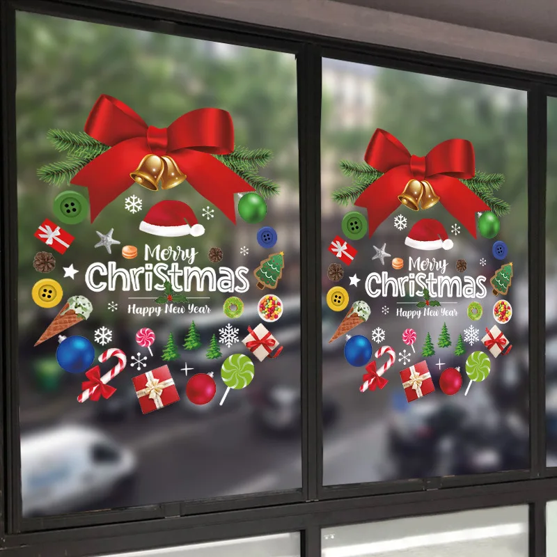 

New Year's Decor Wallpaper Vinyl PVC Wall Posters Santa Claus Home Glass Door Window Waterproof Christmas Wall Stickers