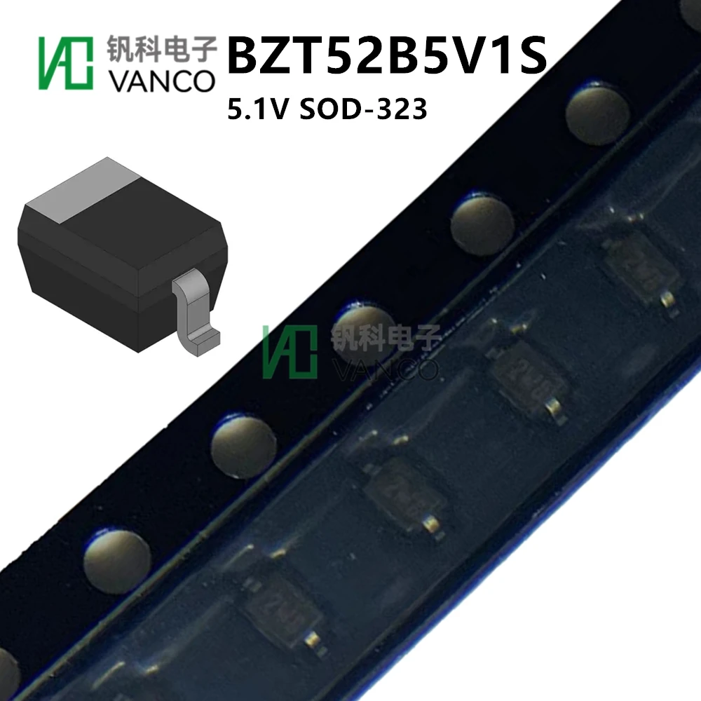 

Набор транзисторов BZT52B5V1S (маркировка 2W8), диодный стабилитрон 100 в Sctock, 5,1 шт.