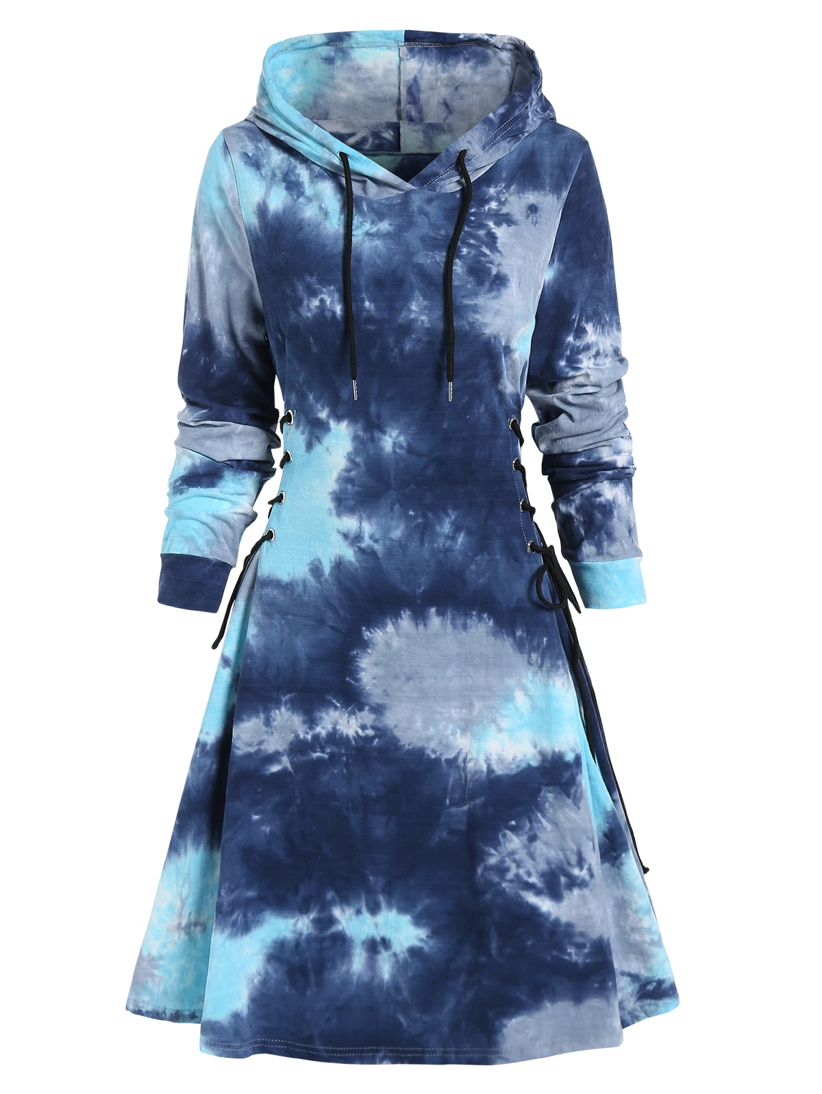 

Платье женское ТРАПЕЦИЕВИДНОЕ с капюшоном и длинным рукавом