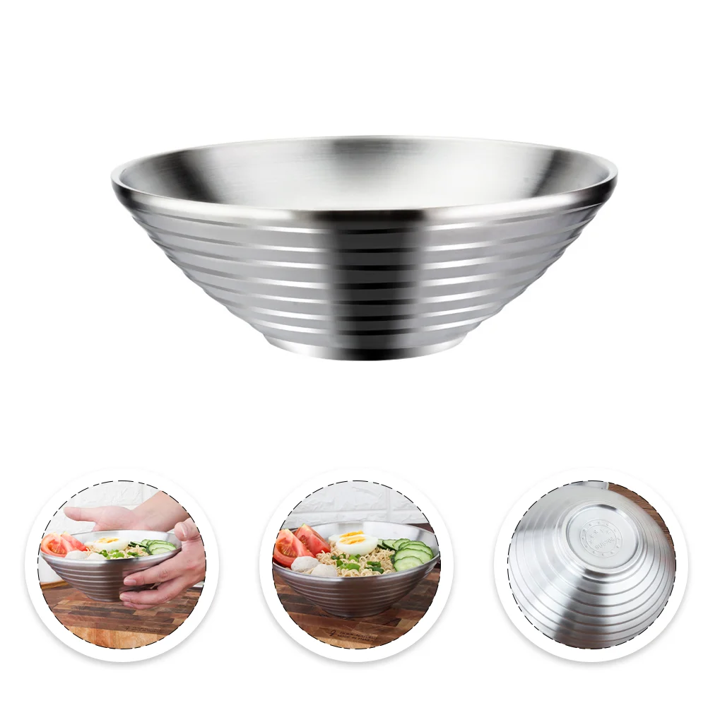 

1pc Stainless Steel Bowl Heat Insulation Bowl Home Noodle Bowl Food Bowl