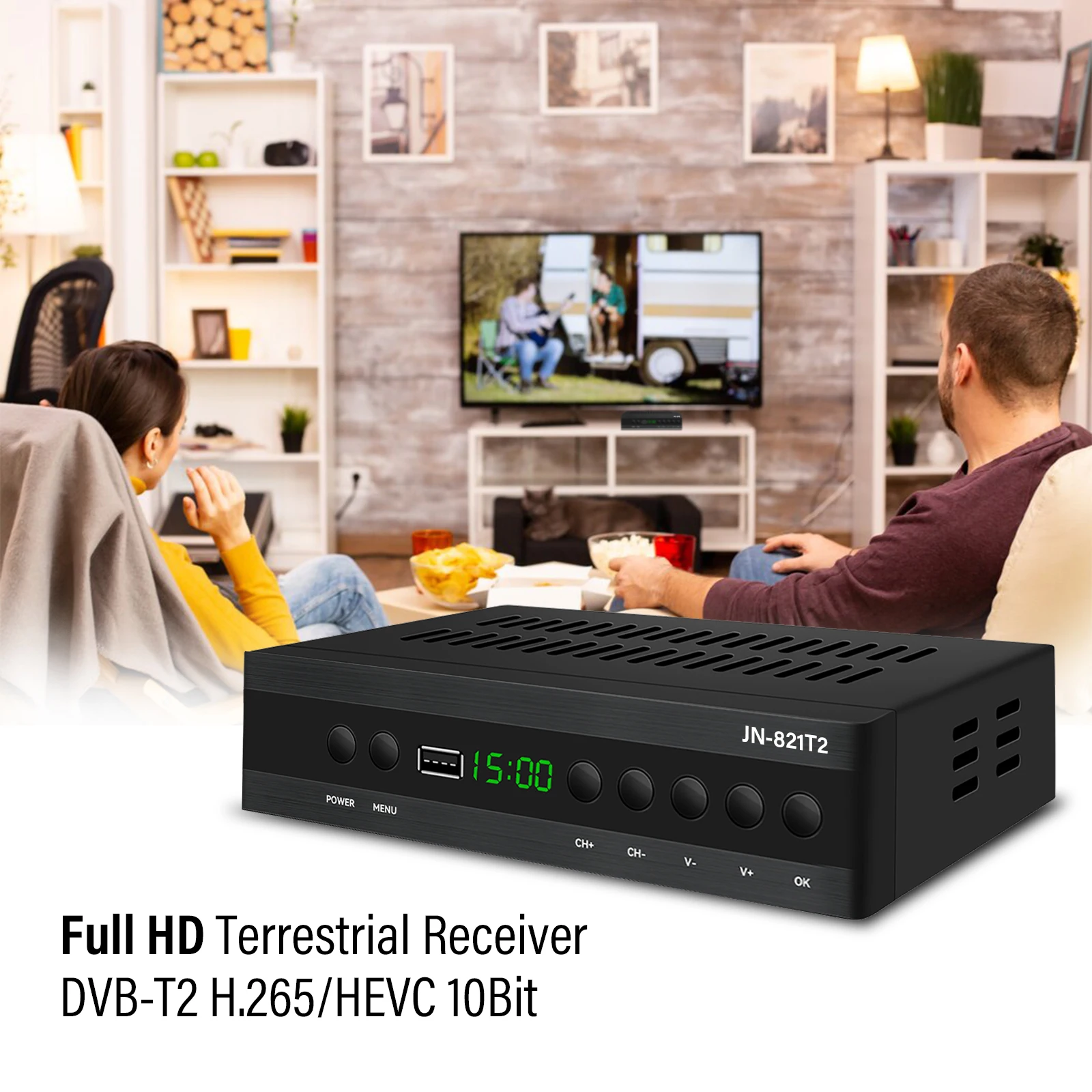 JN-821T2 Smart TV Box Горячая Испания TDT HD декодер DVB-T2 H.265 1080P Full наземный приемник