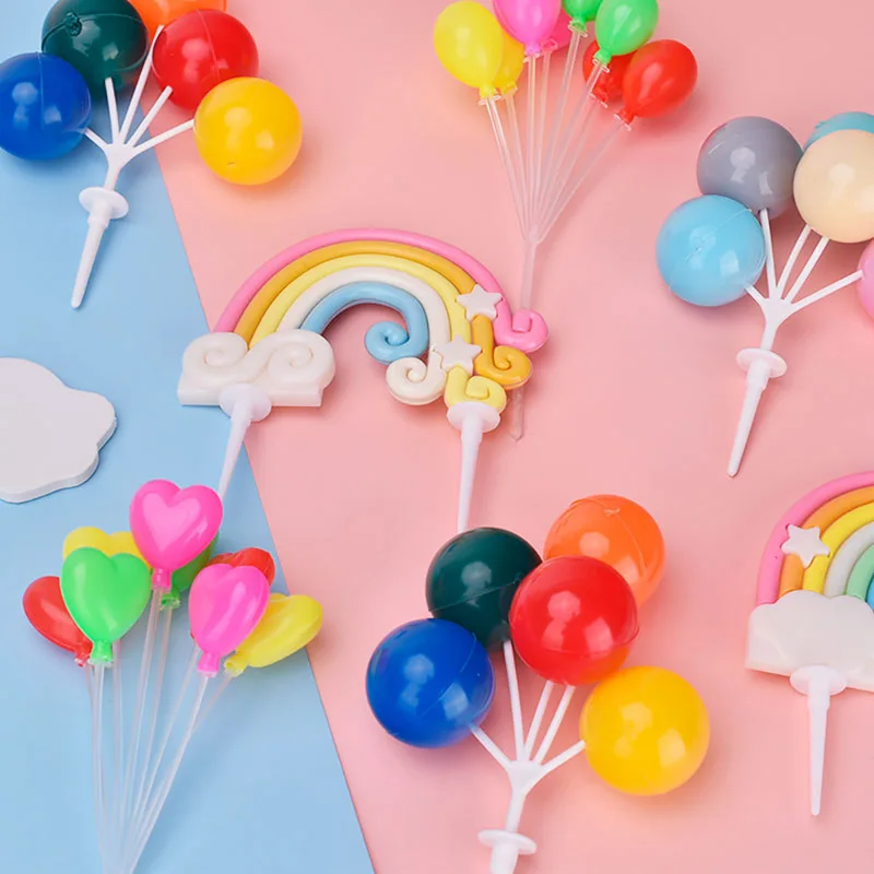 

Rainbow Balloon Cake Topper Star Cloud Cupcake Decor Sofa Clay Cake Decor Baby Shower Happy Birthday Party Decor