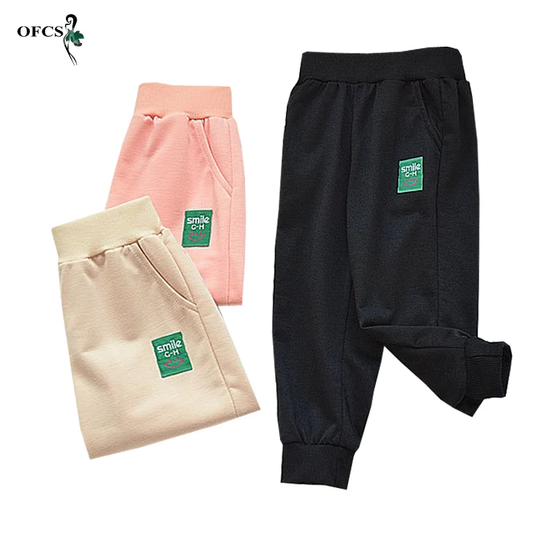 

Four Seasons Children's Pants Loose Korea Style Solid Soft Comfortable Enfant Garcon Trousers For Girls Simple Stretch Leggings