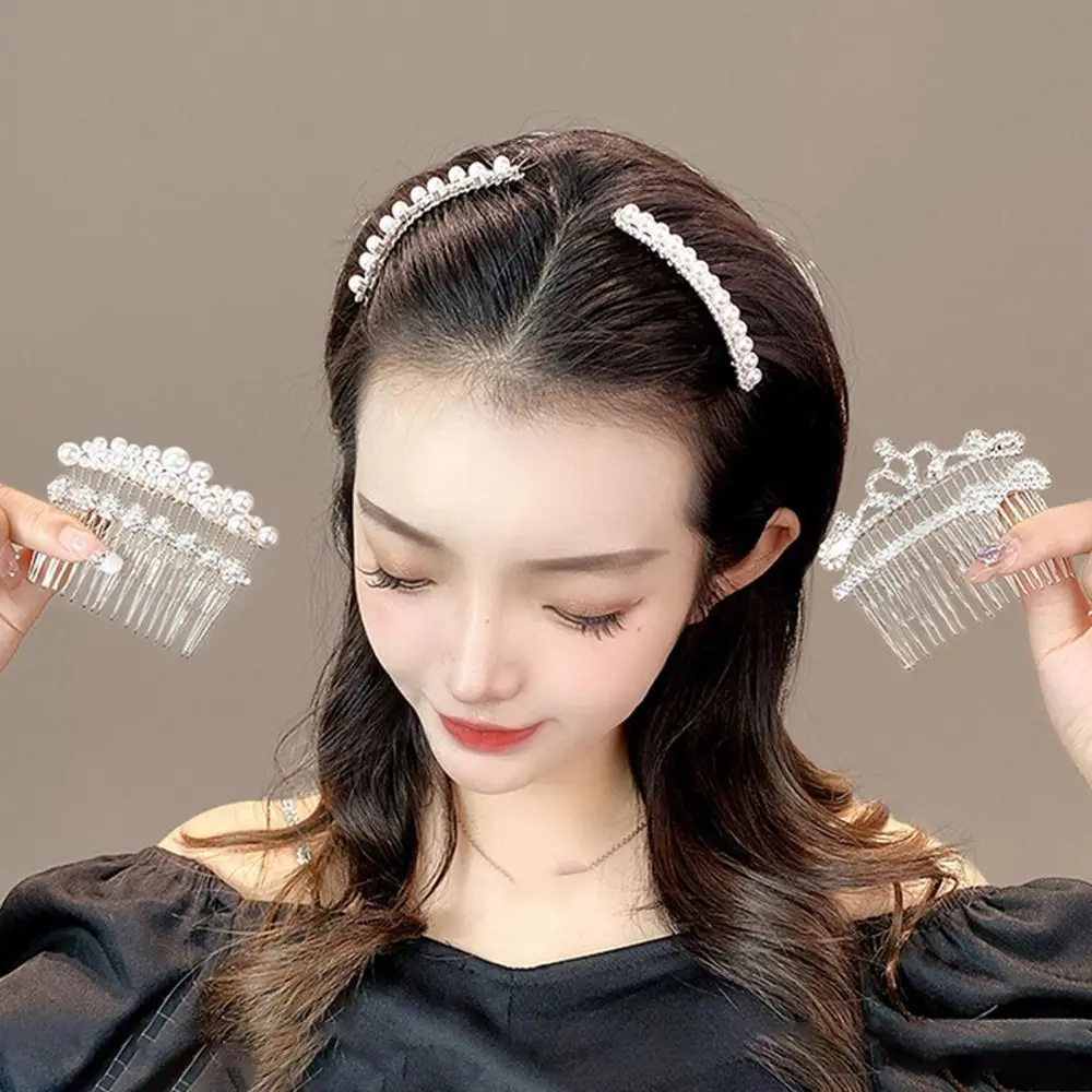 

New Hair Claws Rhinestone Bow Crown Heart Pearl Flower Crystal Hair Comb Korean Barrettes Children Hair Clips Women Hairpins