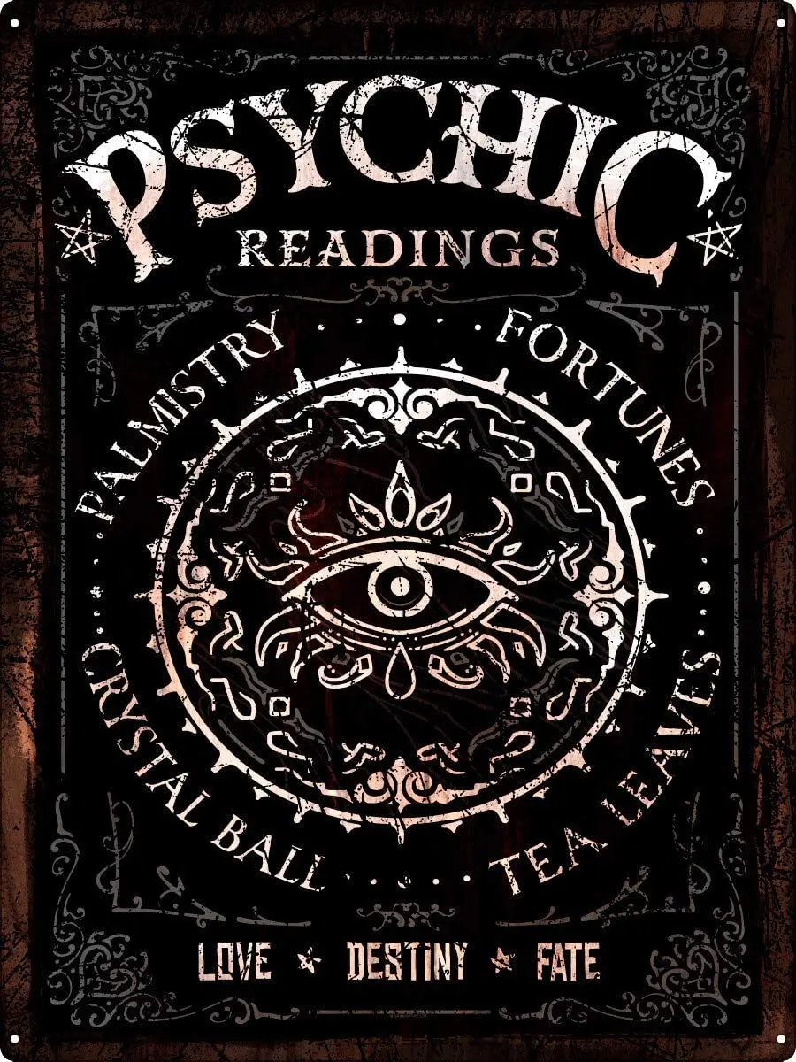 Psychic Reading Material Metal Tin Sign Mural Ornaments Tarot Card Crystal Ball Retro Poster Metal Plaque Cave Poster Painting