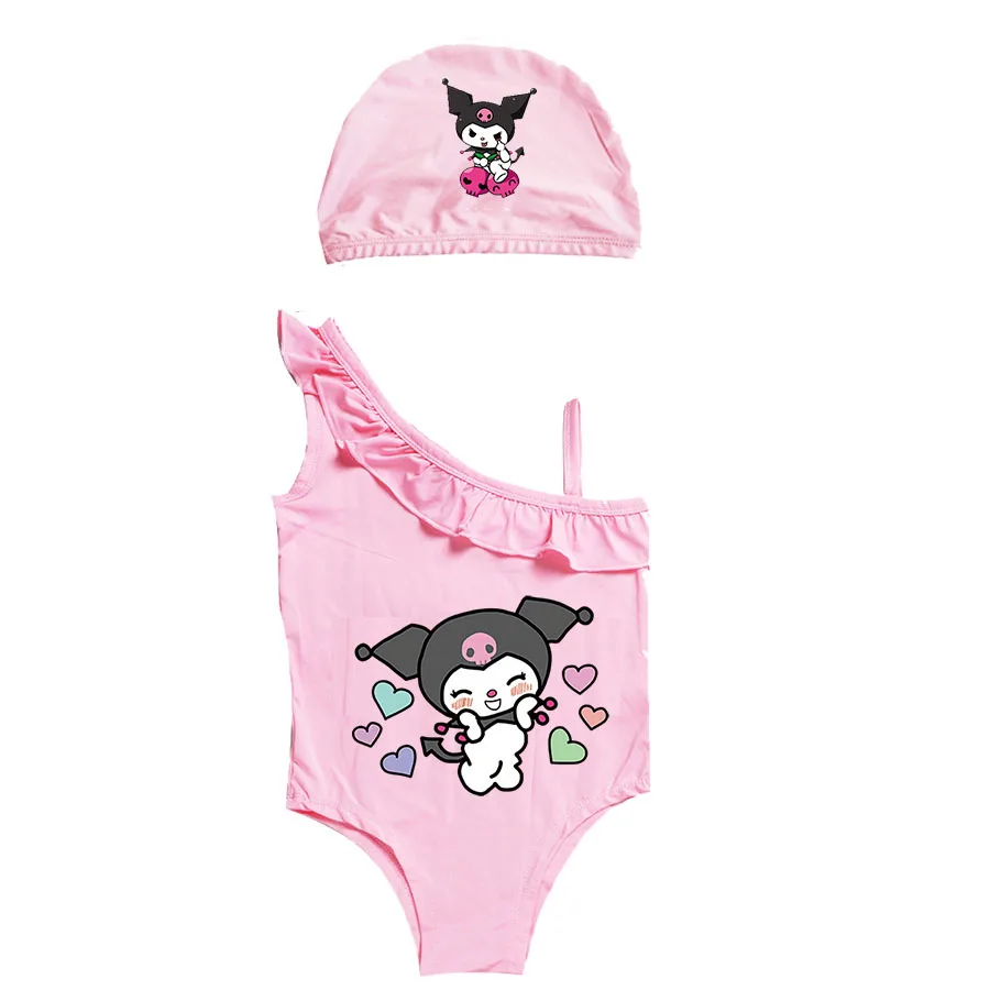 

2023 New Summer Baby Swimwear Toddler Kids Baby kuromi Swimsuit Sleeveless Bathing Suit Kids Swimwear For Girls 2-10Y