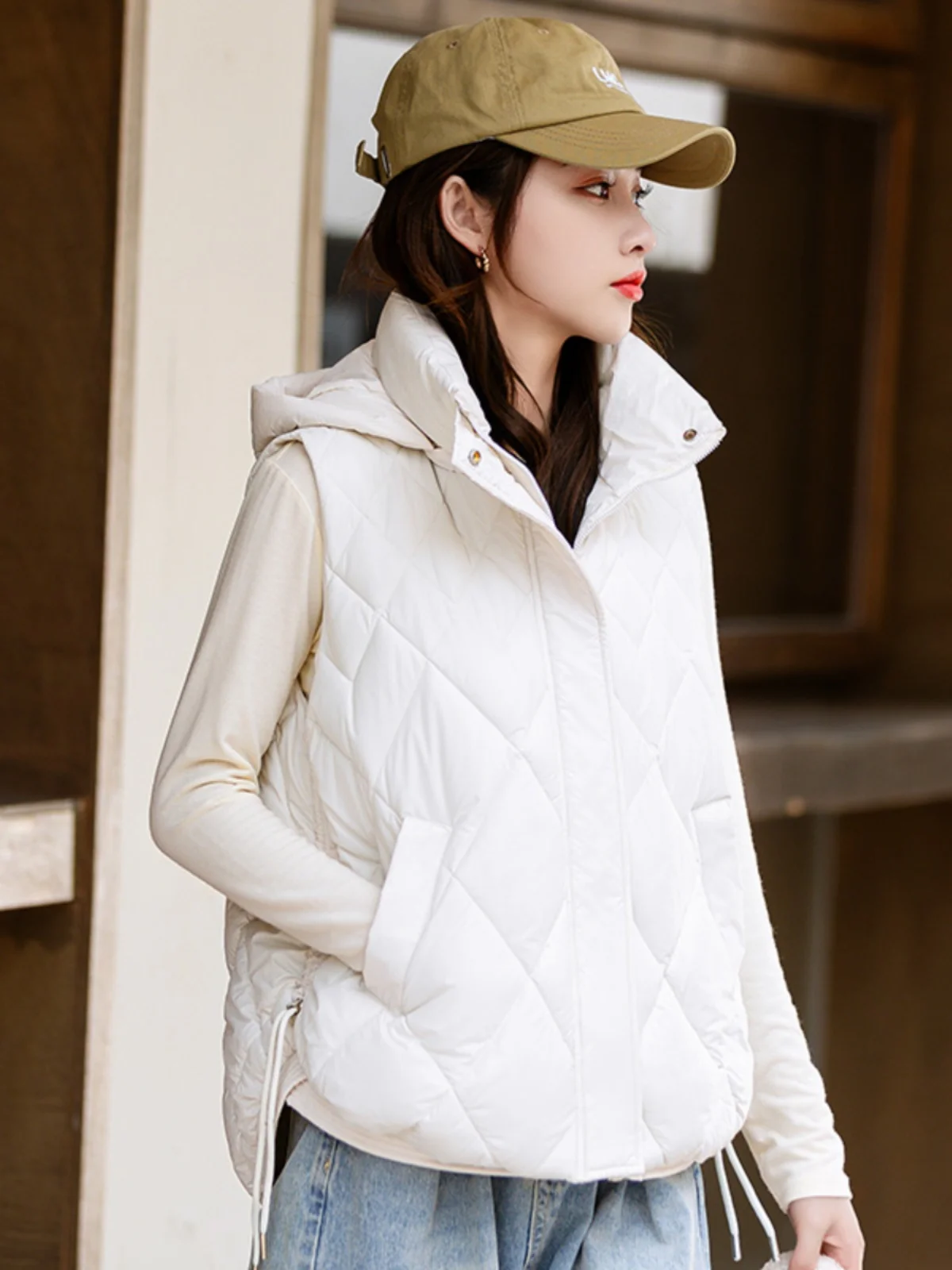 Свободный толстый пуховый жилет с хлопковой подкладкой женская зимняя верхняя