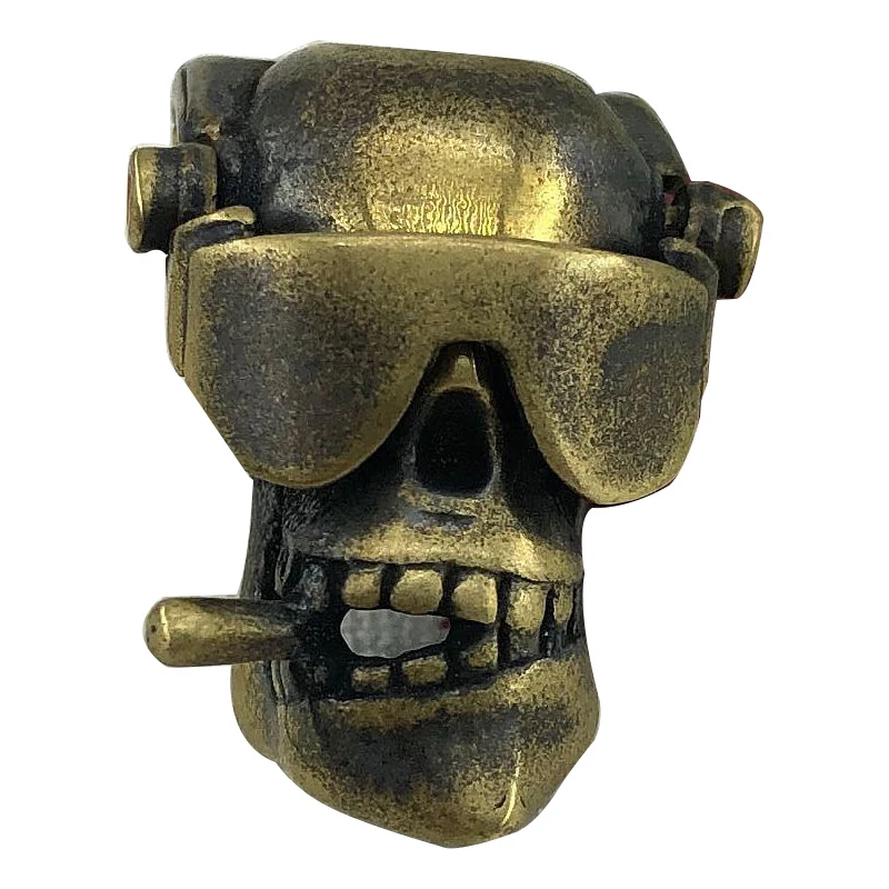 

Outdoors DIY Tools EDC Cigar Skull Pendant 1PC Retro Brass Copper Paracord Beads Lanyard Pendants Knife Beads Key Rings Pendants