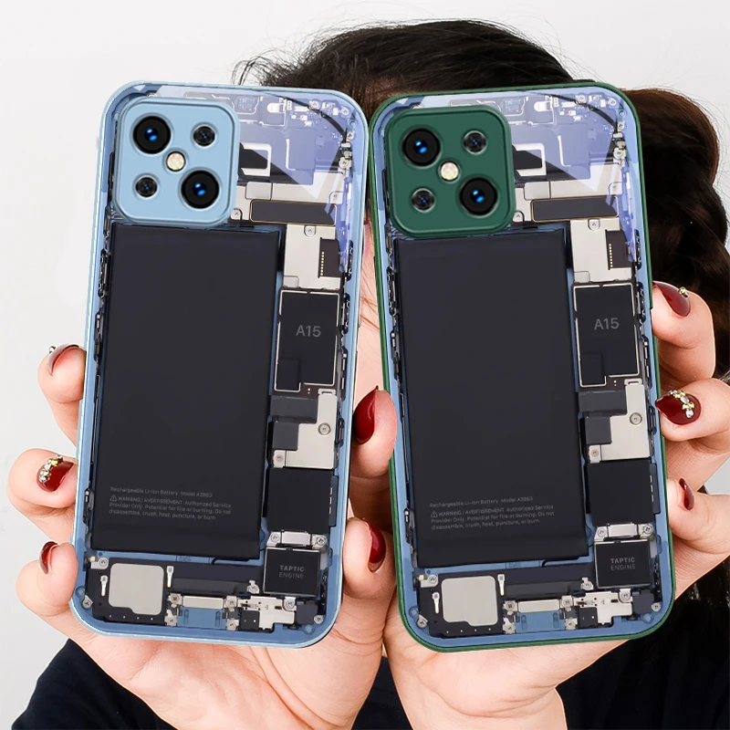 Blue border circuit board For Find X5 X3 Lite Reno 6 4Z 5G OPPO A72 79 73 58 A54S OnePlus Nord N200 Tempered glass phone case