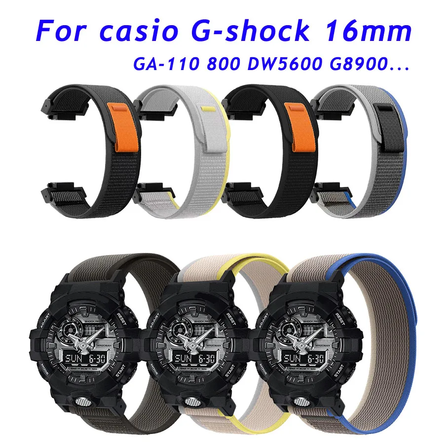 

For Casio G-SHOCK GA-110 700 GD100 DW5600 G-5600 GW-M5610 GLS-8900 Watch Band 16mm Sports Nylon Loop Strap Wrist Bracelet Belt