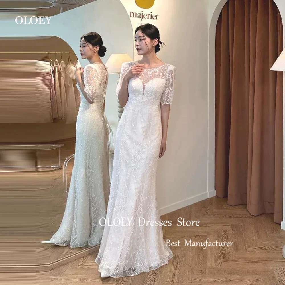 Женское кружевное платье с юбкой годе коротким рукавом и круглым вырезом