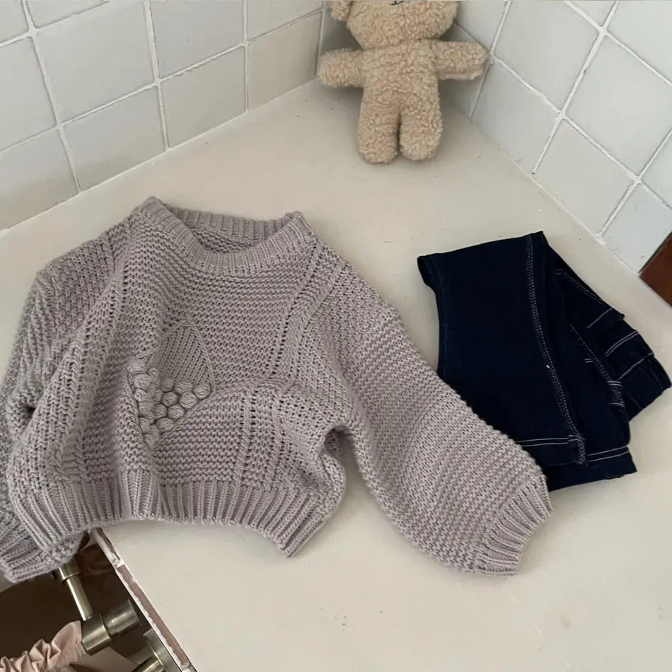 Girls' Autumn Clothing Suits 2022 New Pullover Long Sleeve Sweater Baby Girl Sweater Spring and Autumn Two Piece Set