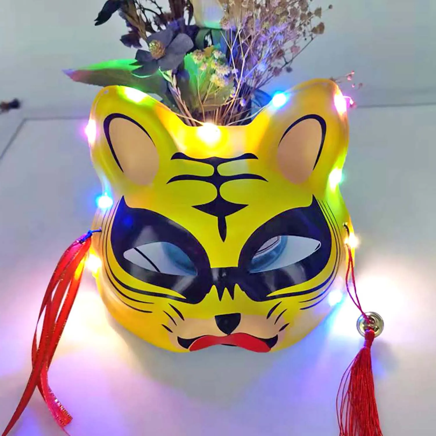 Животные лиса тигр кот косплей маски для взрослых со светодиодсветильник