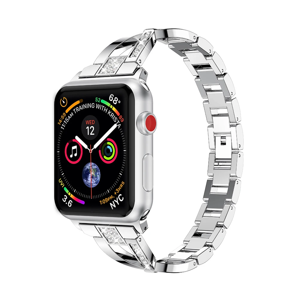 Diamond For Apple Watch band 45mm 41mm 44mm 40mm stainless steel strap Iwatch series 7 6 5 4 3 SE 42mm 38mm wrist belt bracelet
