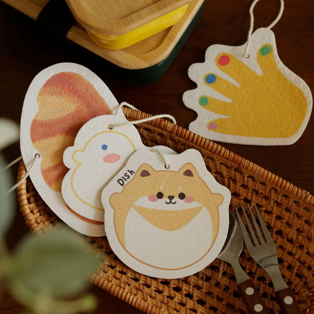 

Creative Absorbent Dish Cloth Kitchen Scouring Pad Simple Thickened Cleaning Wood Pulp Cotton Bamboo Fiber Rag
