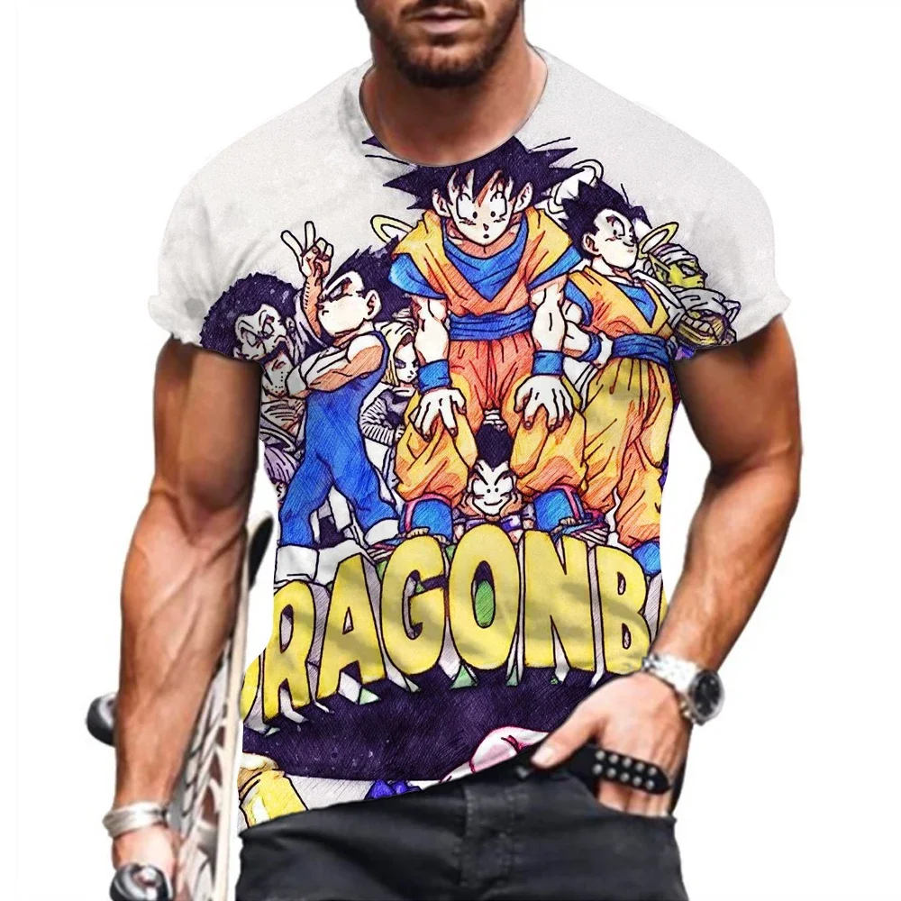 Мужская футболка с коротким рукавом Goku летняя большого размера круглым вырезом и