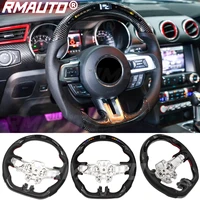 rmauto real carbon fiber steering wheel led rgb shift lights display racing modification replacement for ford mustang 2015 2022