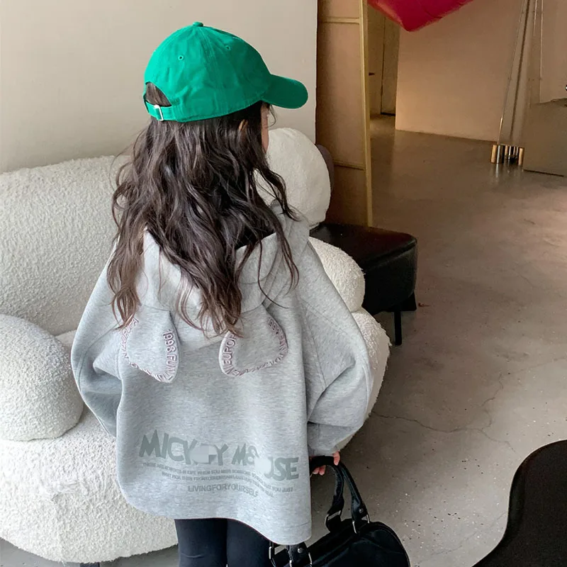 

Autumn 2022 New Children's Wear Girl's Korean Cute Ear Zipper Cardigan Letter Coat 2-132