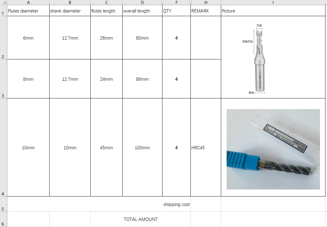 

12 шт. концевые фрезы для резки и грубывания древесины