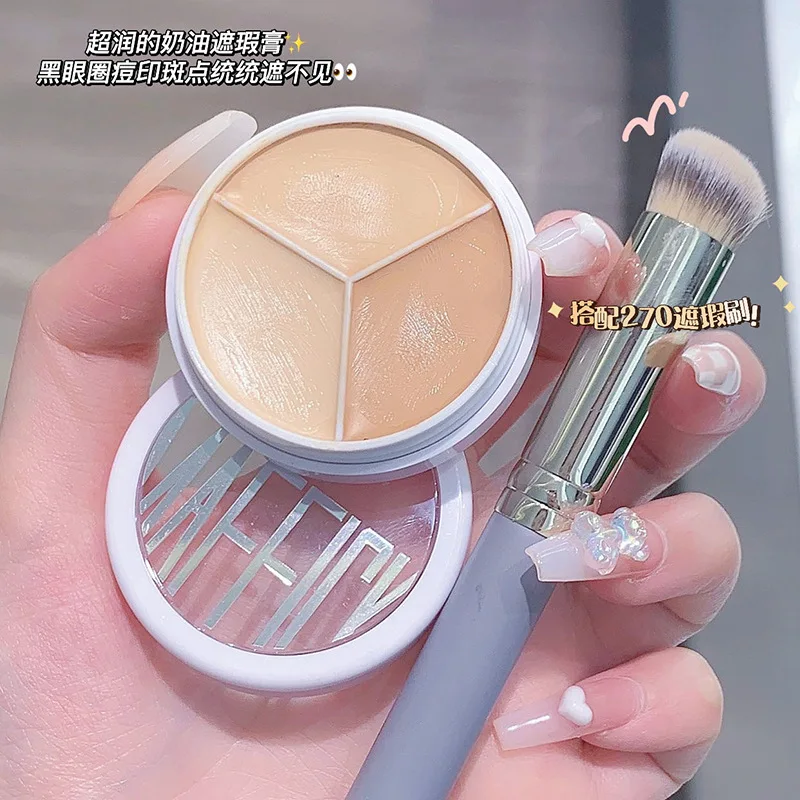 

3Colors Concealer Palette Foundation Cream Full Coverage Suit Cover Dark Circles Acne Pores Cream Base Skin Face Makeup