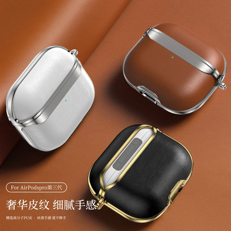 

Suitable for Apple Airpods3 Protective Case, 2nd and 3rd Generation New Airpods Pro2 Earphone Case, Leather Case, Electroplated