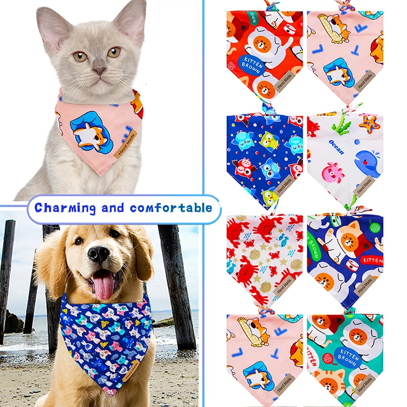 

Dog Bandana Collar Scarf for Puppy & Cat Small Medium Large Dogs Adjustable Collars Pet Handkerchief Bibs Dress-up Accessories