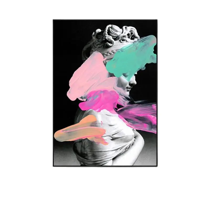 

Modern Wall Art Abstract Canvas Painting for Living Room Decor Head Statue Creative Posters and Prints Pictures for Home Design