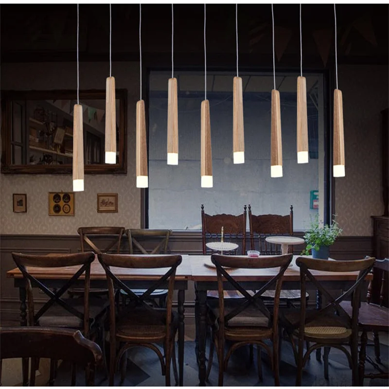 New Modern Natural Wood Pendant Lights 110V 220V LED Pendant Lamp For Living Dinning Room Restaurant Home Lighting Fixtures