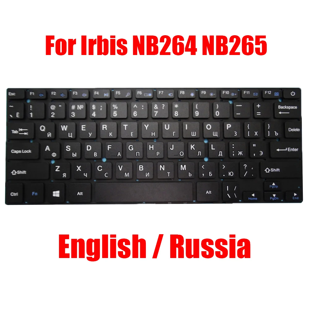 Клавиатура для ноутбука Irbis NB264 NB265 английская русская черная без рамки Новинка
