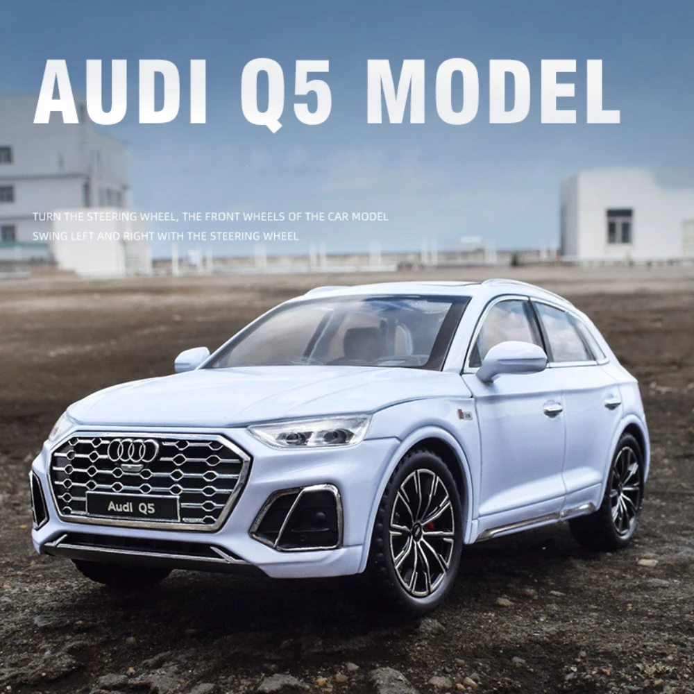 

1/24 Audi Q5 литая модель автомобиля из сплава, фотомагнитола с 3 дверями, Противоударная резиновая шина, внедорожник, игрушка для мальчиков, для коллекции