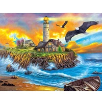 5d diamond painting sea and sky lighthouse and eagle full drill by number kits diy diamond set arts craft decorations