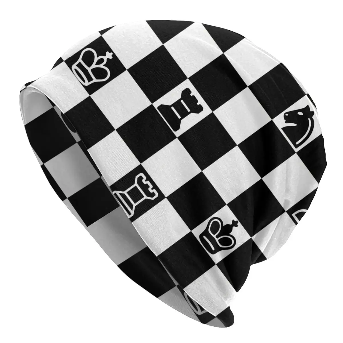 

Шахматные шапки шахматы черного и белого цвета шапки дизайнерская тонкая шапка Осенняя весенняя шапка шапки Мужские Женские уличная Лыжная шапка