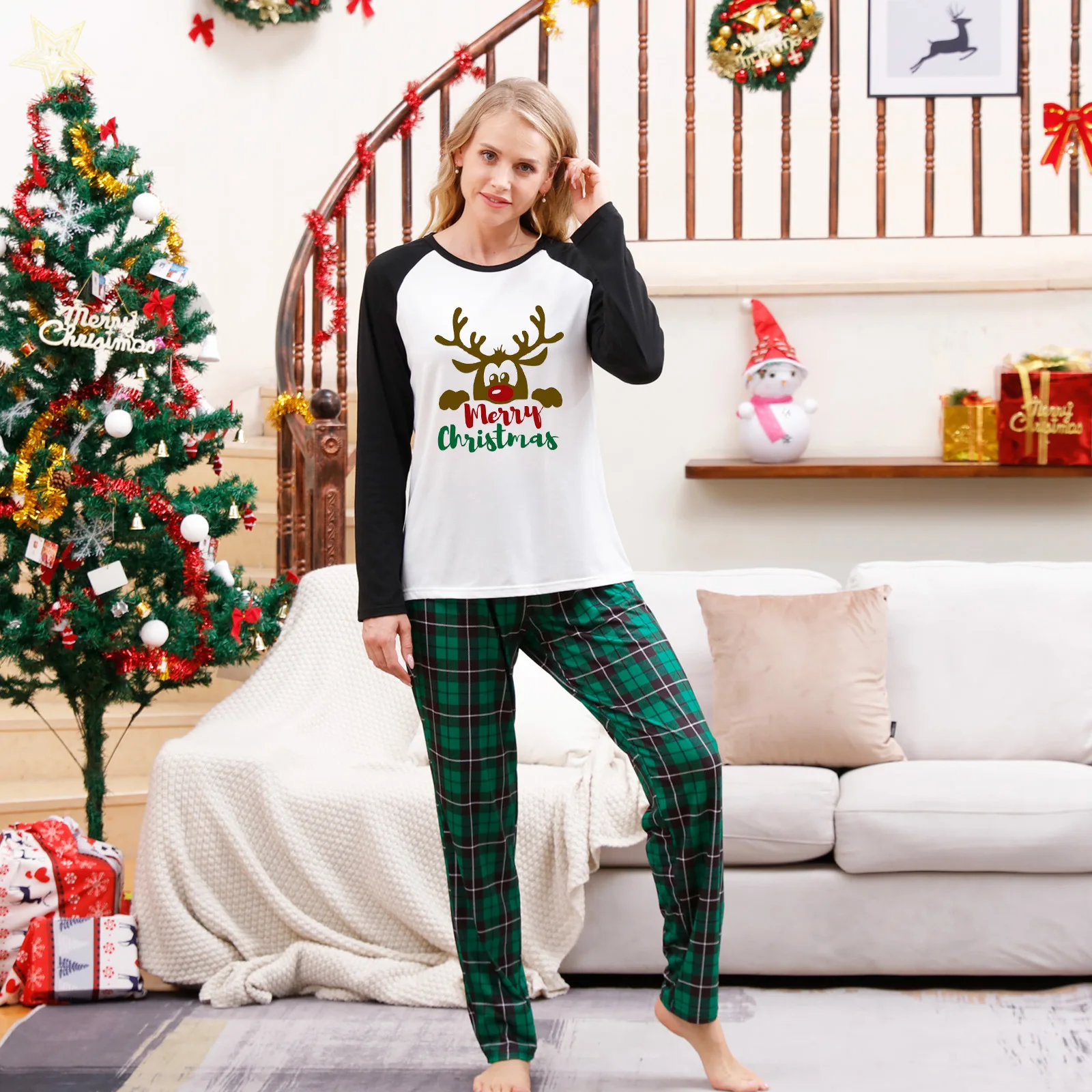 

Couples Daddy Mommy Me Family Matching Christmas Pajamas Set Long Sleeve Plaid Green Daughter Mother Father Kids Xmas Pjs 2023