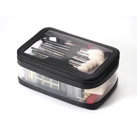 rownyeon in stock small transparent toilet toiletry cosmetic pouch clear pvc leather makeup brush bag