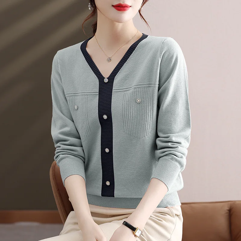 Модный антивозрастной топ для мам женский стильный тонкий вязаный свитер