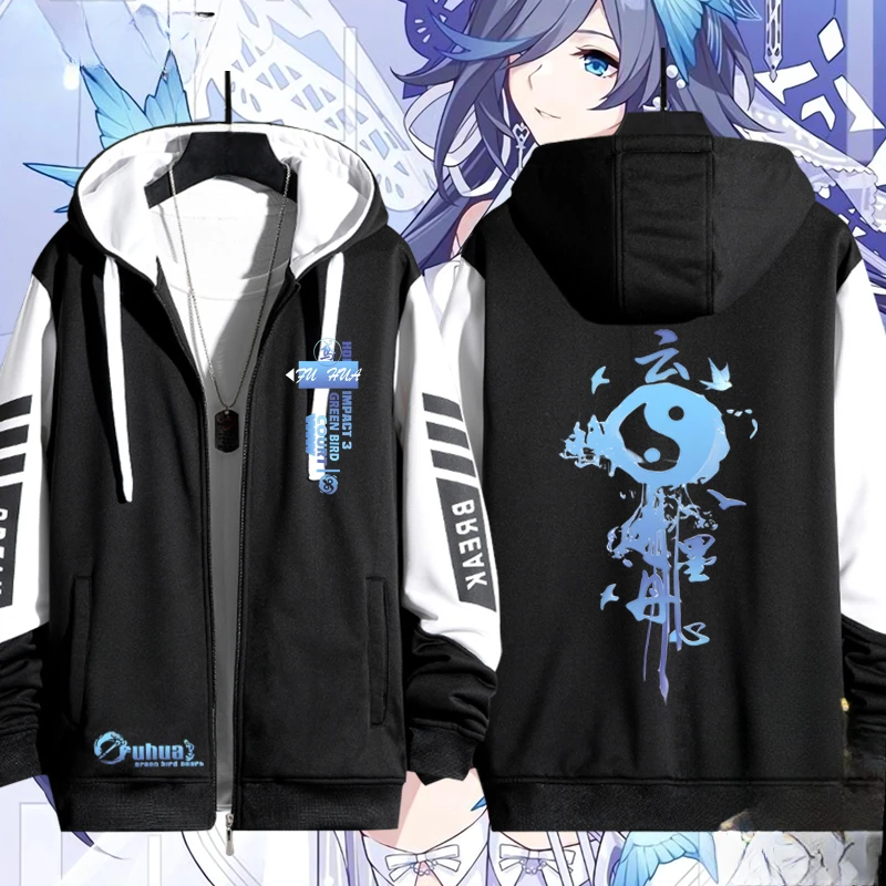 Anime Honkai Impact 3 Fu Hua Fuhua Cosplay Hoodie Women Men Harajuku Sweatshirt Streetwear Hip Hop Zipper Hooded Jacket