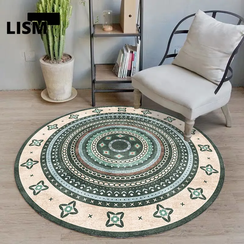 

Nordic Round Carpets Living Room Moroccan Style Rugs for Bedroom Retro Cloakroom Floor Mats Washable Non-slip Doormats Entrance