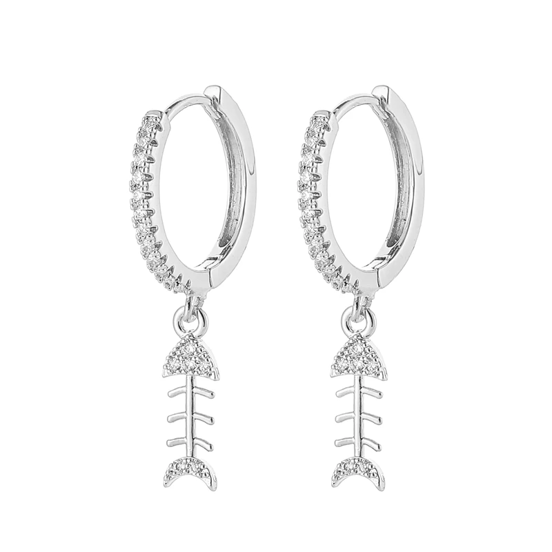 

SIPENGJEL Fashion Cubic Zircon Simple Fish Dangle Earrings Gold Color Hoop Earrings for Women Girls Gift Fine Jewelry 2022