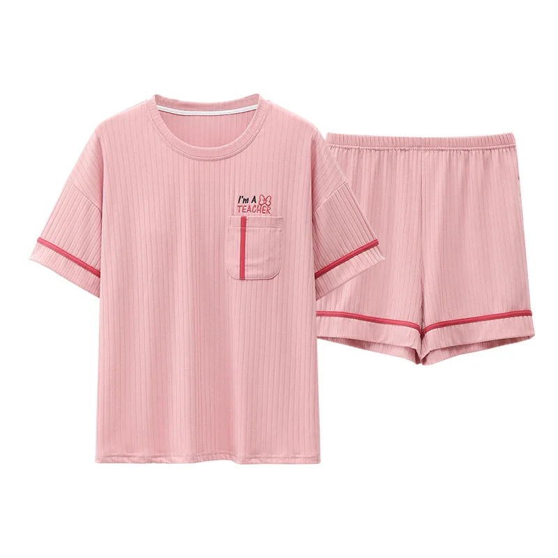 Pajamas with Chest Pad Comfortable Short Sleeve Ladies Women Summer Pajama Sets Printed Modal Sleepwear Young Girl Stye Clothes