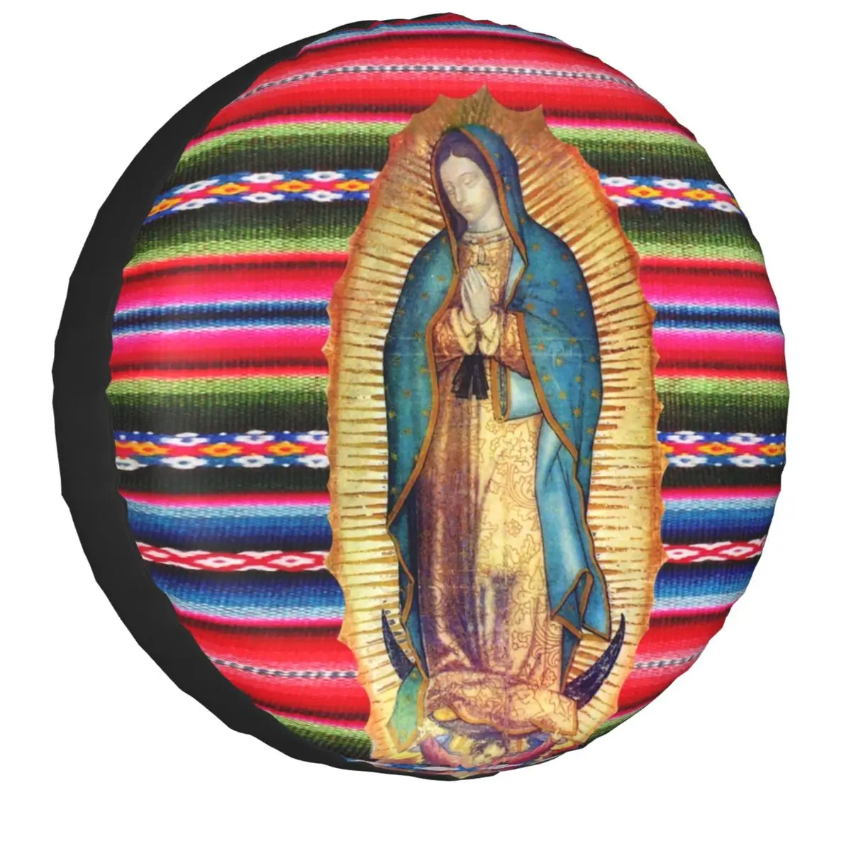 

Our Lady Of Guadalupe Virgen Maria Zarape Spare Tire Cover for Jeep Virgin Mary Catholic SUV RV Trailer Car Wheel Protectors