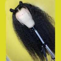 natural black kinky curly soft 180%density 26inch lace front wig for black women closure wig high temperature free shipping