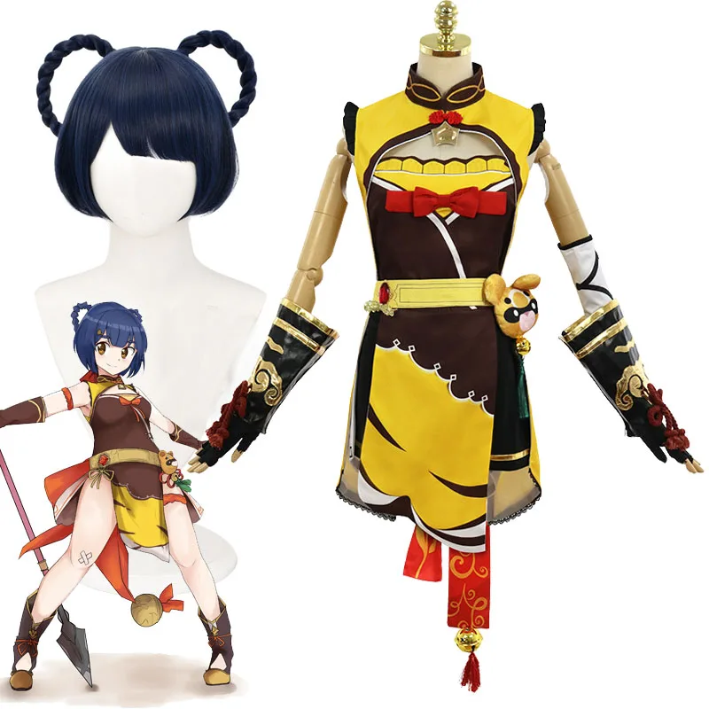 

Genshin Impact Cosplay Xiangling Costume Women's Full Set of Game Uniform Xiangling Cosplayer Wig Halloween Party Dress