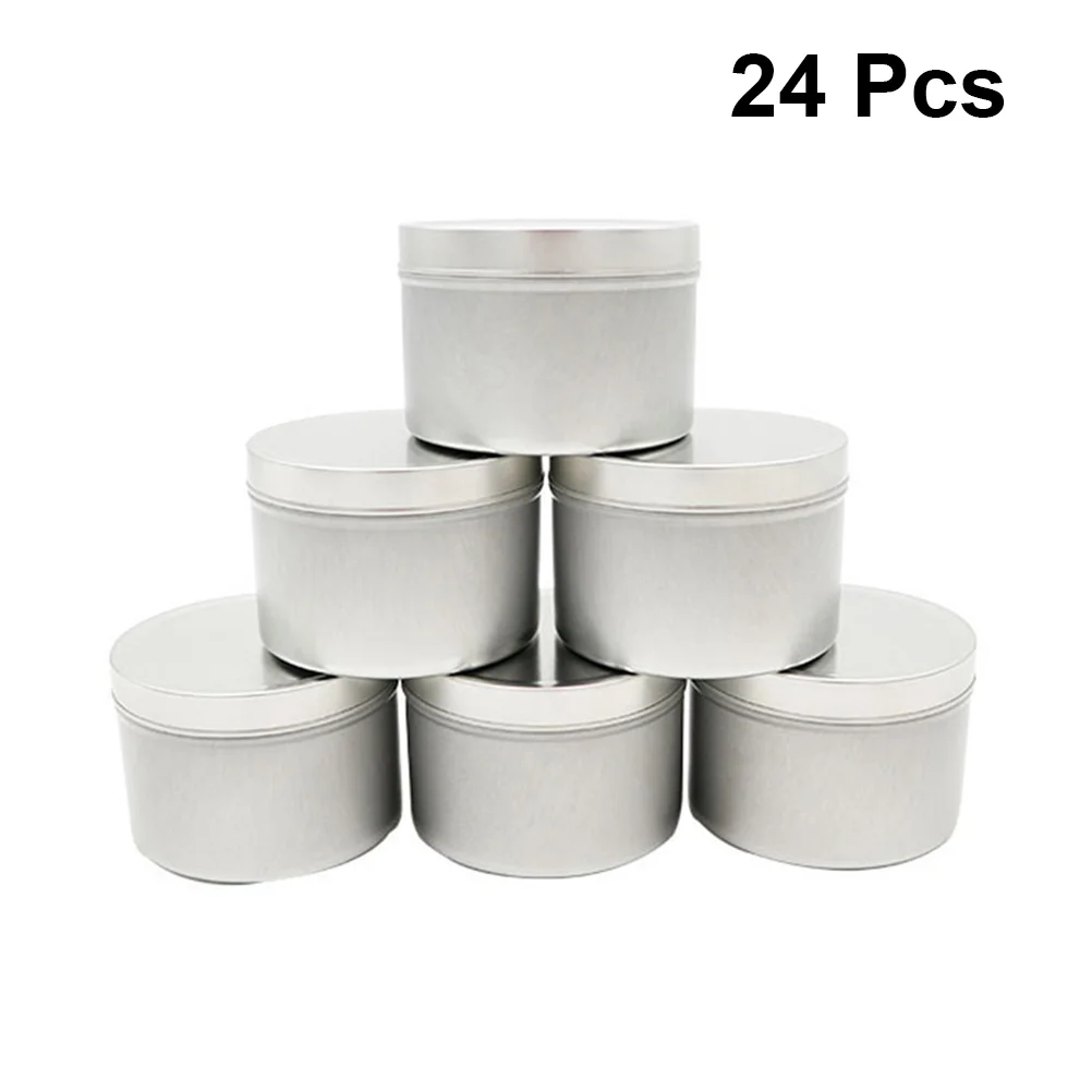 

24pcs Tinplate Candy Boxes Small Round Silver Tea Jar Gift Storage Tank Sealed Biscuit Container