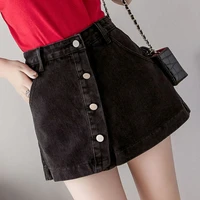 summer shorts womens summer new jeans skirt shorts womens summer skirt high waist word short buttoned loose