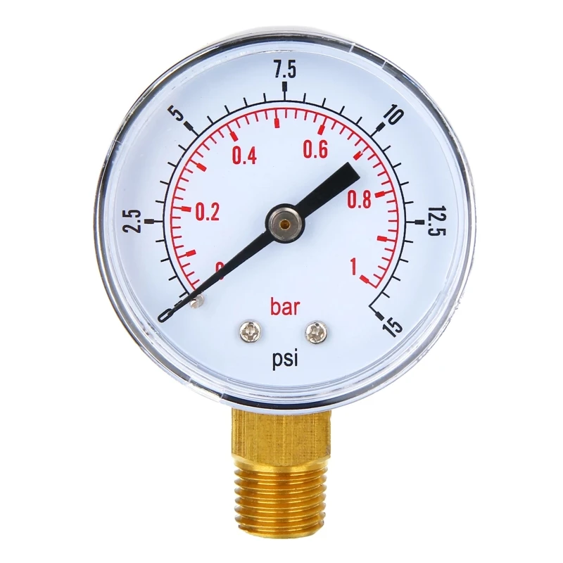 

Compact Dual Scale Economy Pressure Gauge 1/4 BSPT Thread Range 0-15 PSI 0-1 Bar Fitting for Oil Gas Water Liquid